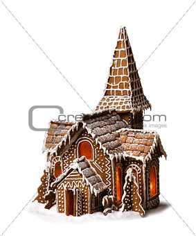 Gingerbread cookies Christmas house isolated