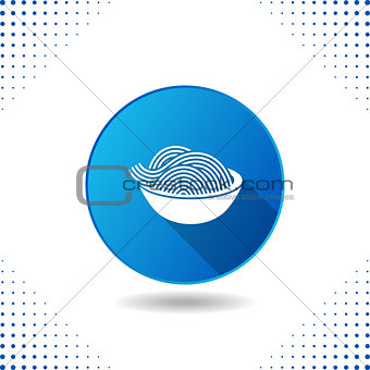 Spaghetti icon on blue button