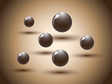 Brown chocolate balls on colorful background. 