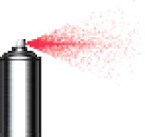 pixel spray can spraying pixels over white