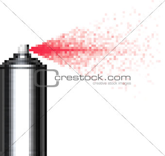pixel spray can spraying pixels over white