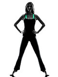 woman dancer  stretching warming up exercises silhouette