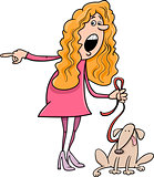 woman with dog cartoon illustration