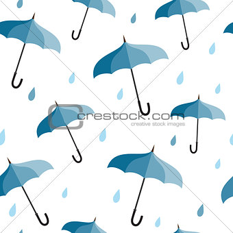 Seamless pattern with blue umbrellas