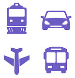 transport icon set with train, plane, car and bus