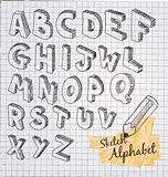 Hand Drawn 3D sketch alphabet