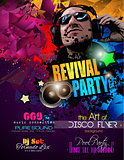 Disco Night Club Flyer layout with Disck Jockey shape and music