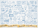 Business doodles Sketch set : infographics elements isolated