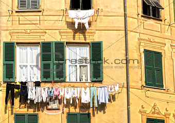 The laundry hanging in the sun