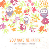 owls and flowers background