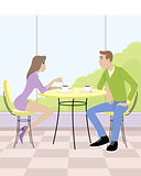 Couple sitting in cafe