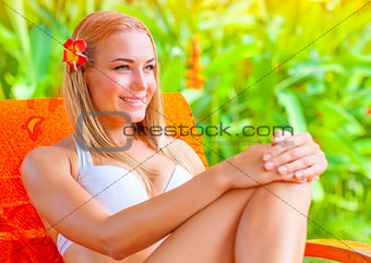 Female enjoying summer holidays
