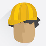 Worker head in helmet 