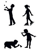 Four children playing silhouettes