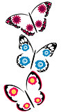 butterflies with flowers set