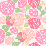 Seamless Pattern with Pastel Roses