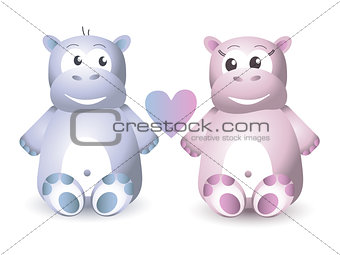 Two Cute Hippo Sitting