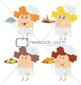 Cooks women with trays set