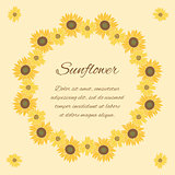 Sunflower vector greeting card on the bright background