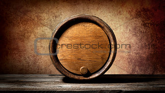 Barrel on brown background