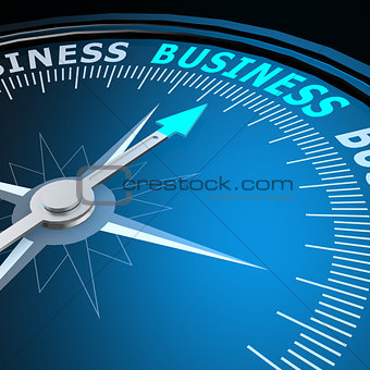 Business word on compass