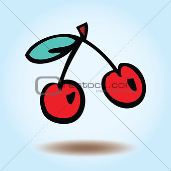 Vector cherries on a blue background