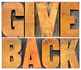 give back typography in wood type