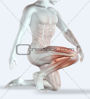 3D male holding knee in pain