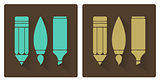 Vector sets of art tools, pencil, brush, and marker 