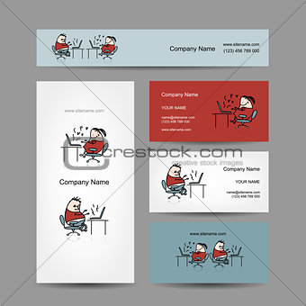 Peoples working at office, business cards for your design