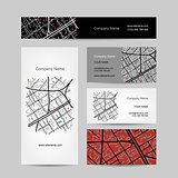 Sketch of city map, business card design
