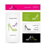 Business cards design, ornate female shoes
