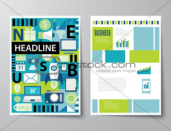 headline startup set of magazine cover , flyer, brochure flat de