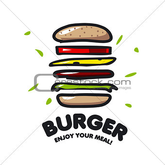 vector logo burger for fast food 
