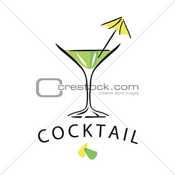 vector logo cocktail glass with umbrella