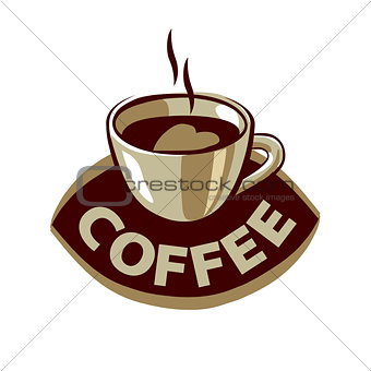 vector logo cups of black coffee with heart