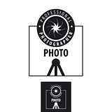 vector logo for photographer lens on a tripod