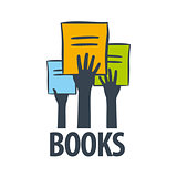 vector logo hands holding a books