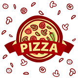 vector logo round pizza and ingredients
