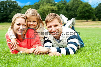 Joyous family in a park enjoying day out