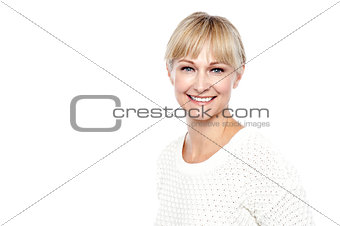 Profile shot of fashionable blonde woman