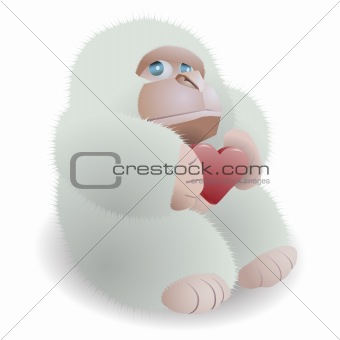 Gorilla holding heart
