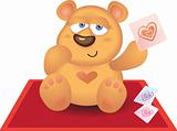 Teddy Bear playing Heart Card on Red Carpet