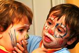 boys painting his faces