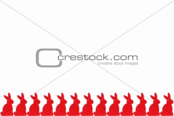 Row of red rabbits