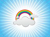 Colorful design with clouds and rainbows