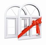 Plastic windows with red ribbon gift