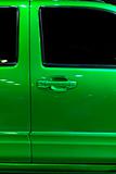 Door of green pickup truck