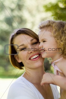 attractive mother and child