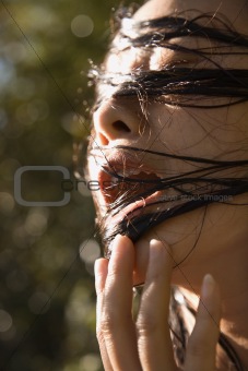 Woman with wet hair. 